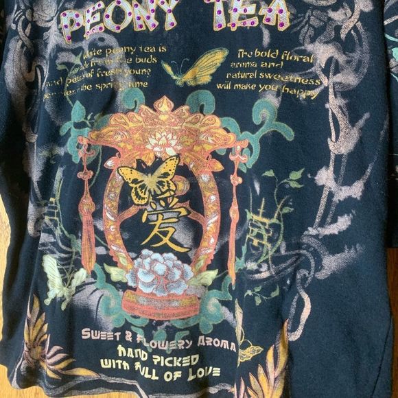 RALPH LAUREN SPORT PEONY TEA MEDIUM BLACK BEAUTIFUL SHIRT 🍀 - Picture 4 of 5